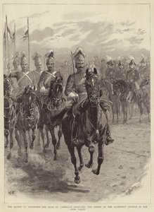 Katsaus Aldershotissa, Cambridgen herttua tarkastamassa Aldershot-divisioonan joukkoja Long Valleyssa